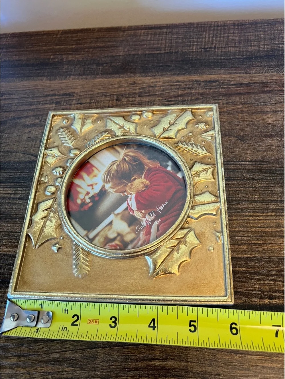 Set of 2 Ornate Metallic gold Square Christmas Oval picture frames 4x6